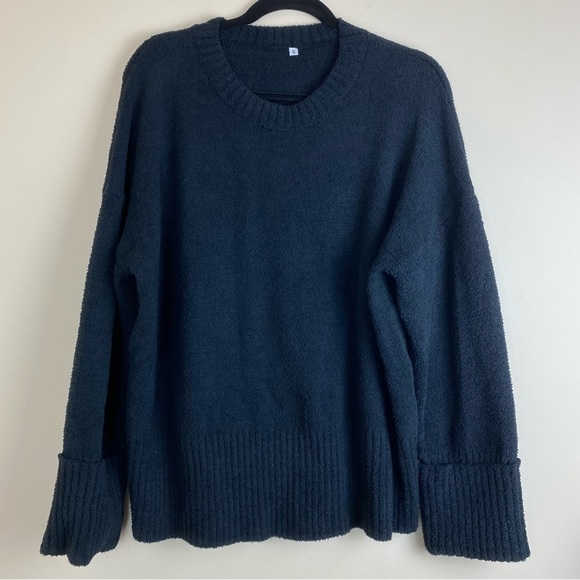 Teddy oversized relax drop shoulder charcoal black sweater Small - Picture 1 of 4